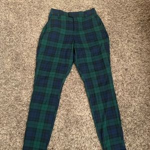 Green and blue plaid pants.
